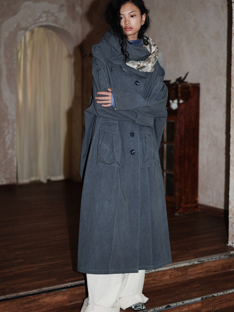 Denim Oversize Big-Silhouette Casual Long-Coat