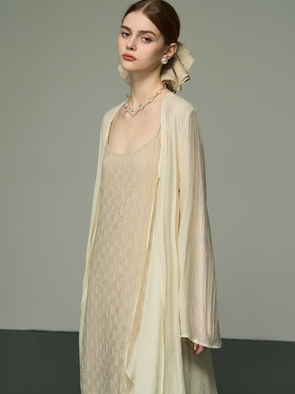 Asymmetry Sheer Loose Long-Cardigan