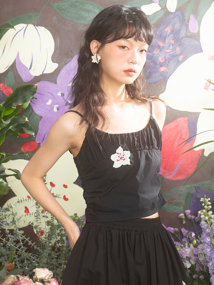 Gather Crumply Flower Croppde Camisole