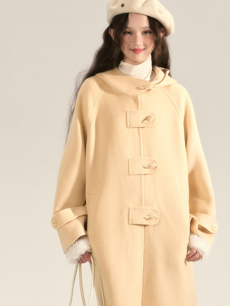 Long-Coat Wool Oversize Simple Duffel-Coat