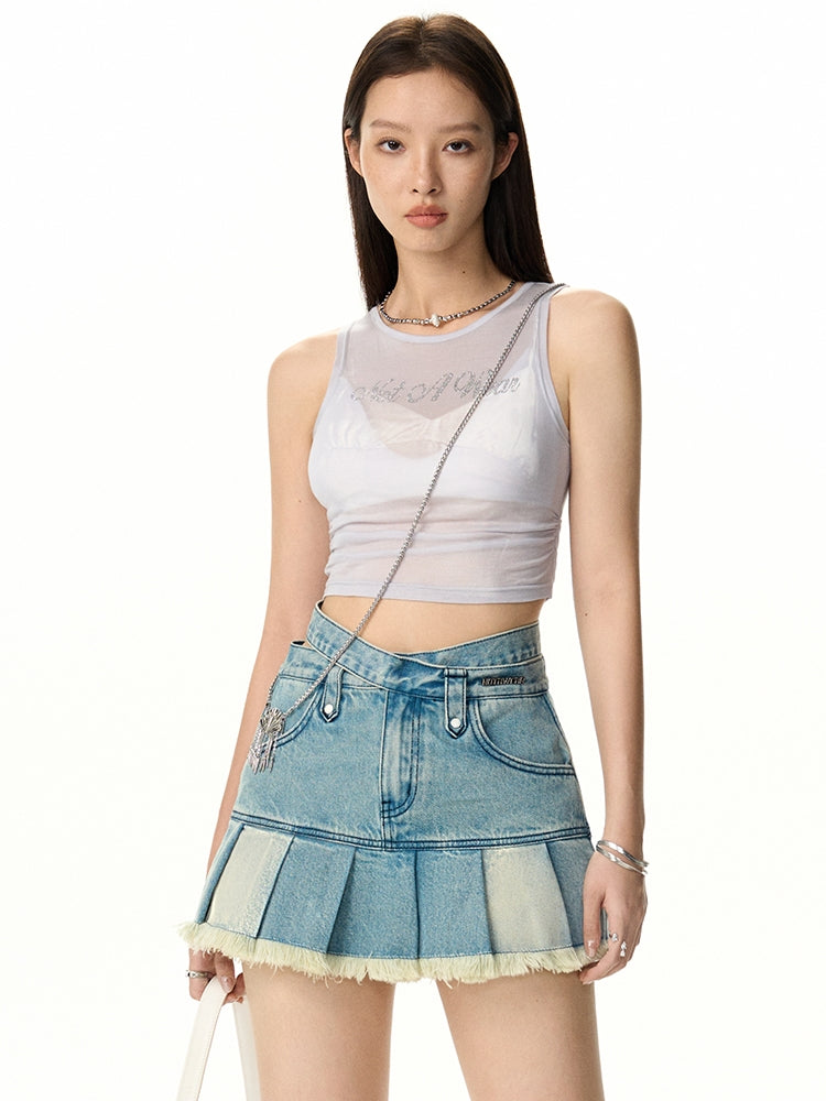 Tighr Sheer Sleevelesss 라인톤 탑