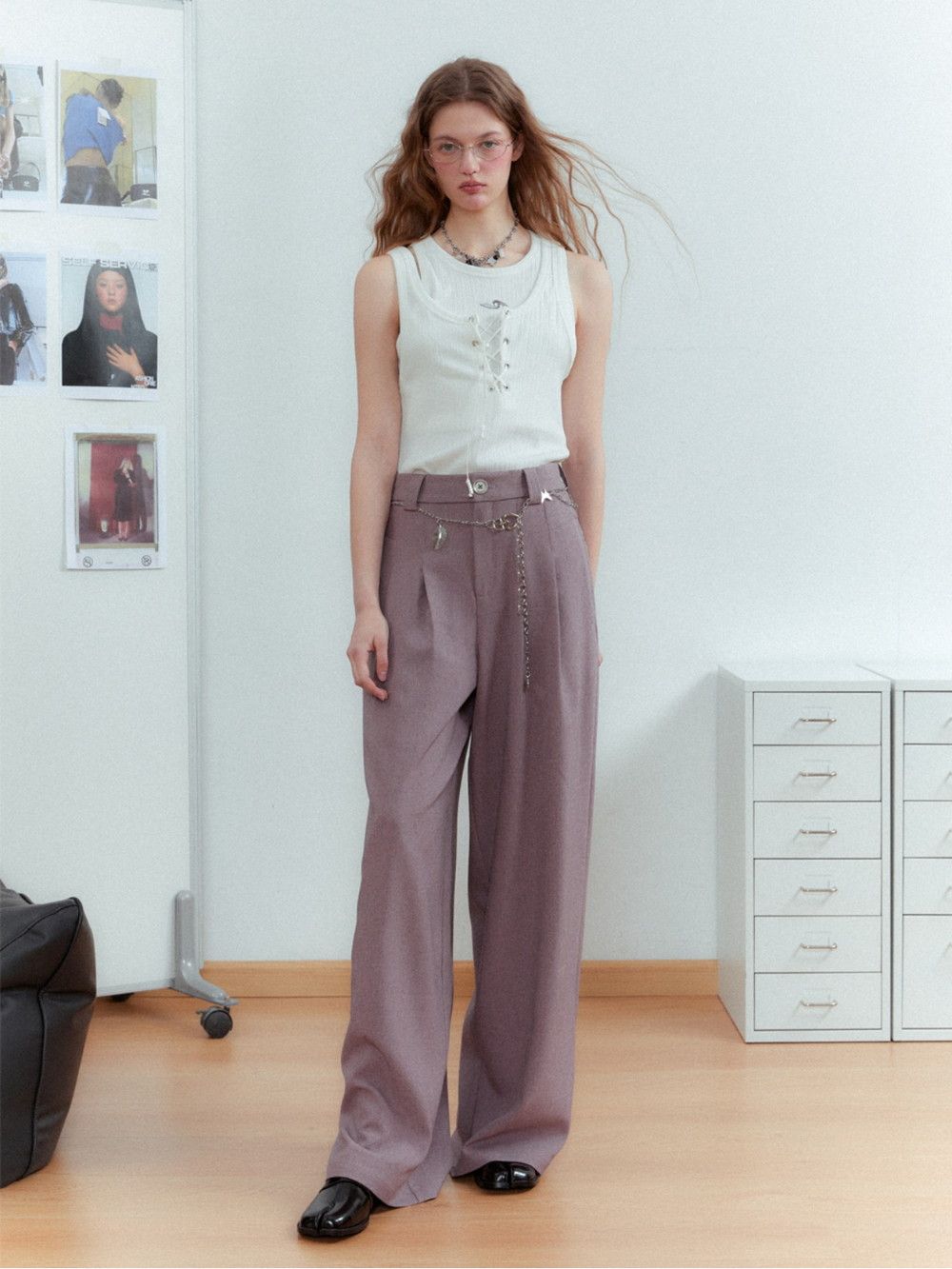 Earth-color Wide-leg Straight Classy Pants