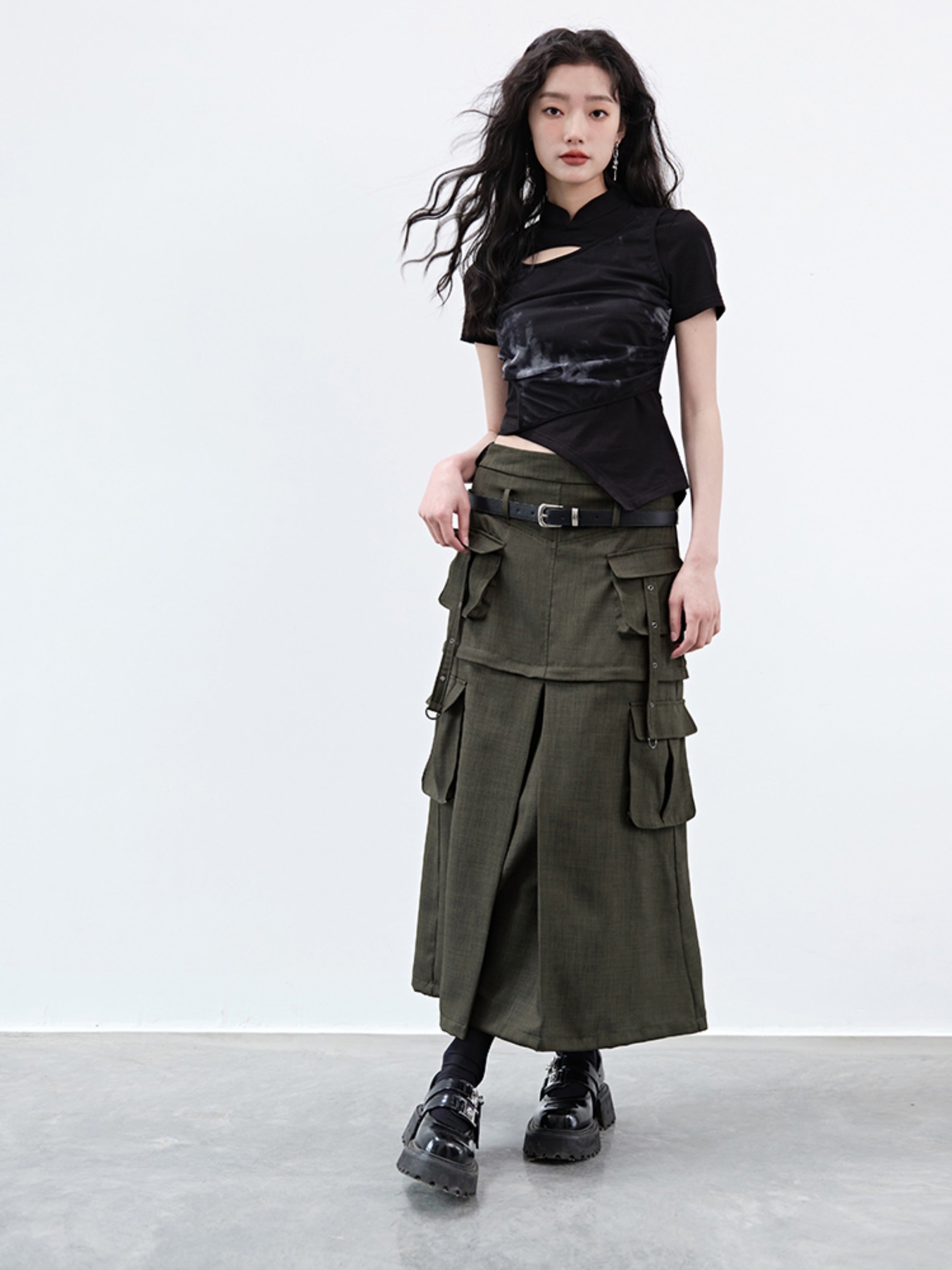 2Way Casual Pocket Flare Skirt