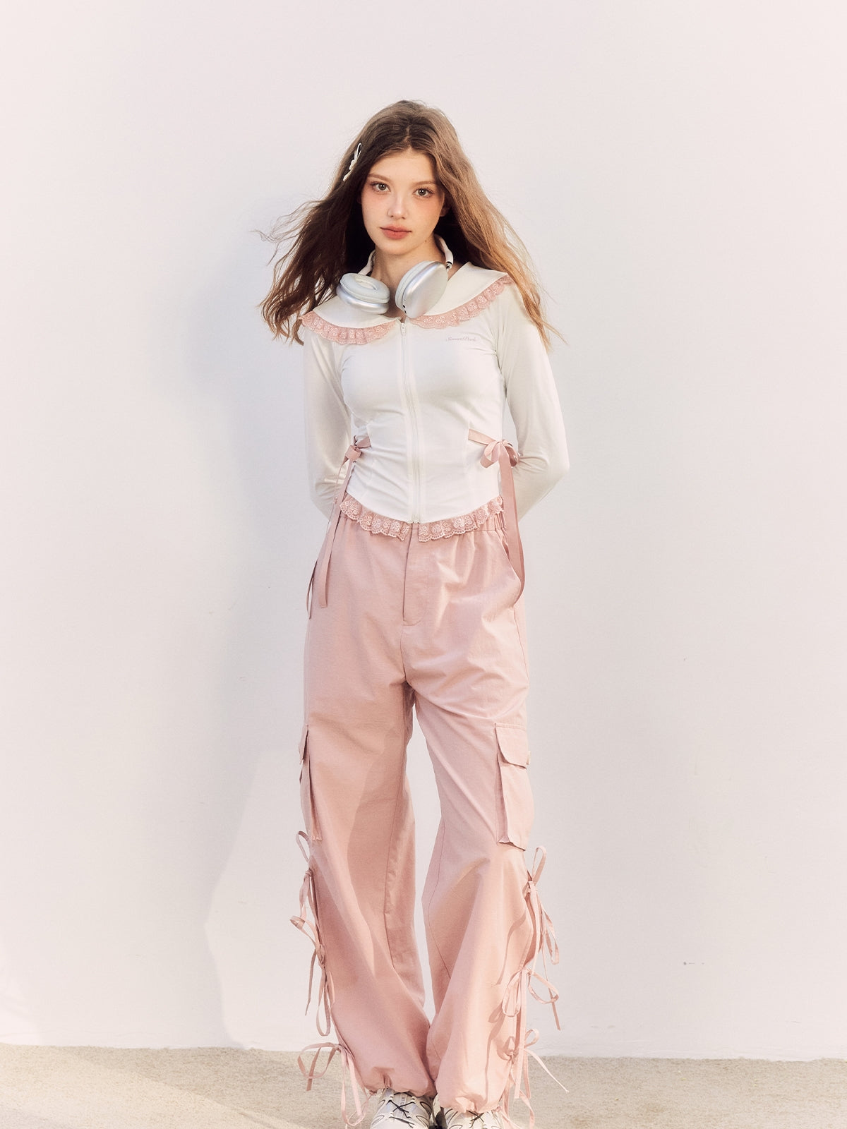 Lace-Collar Ribbon Sweet Casual Cutsew&Pants – ARCANA ARCHIVE