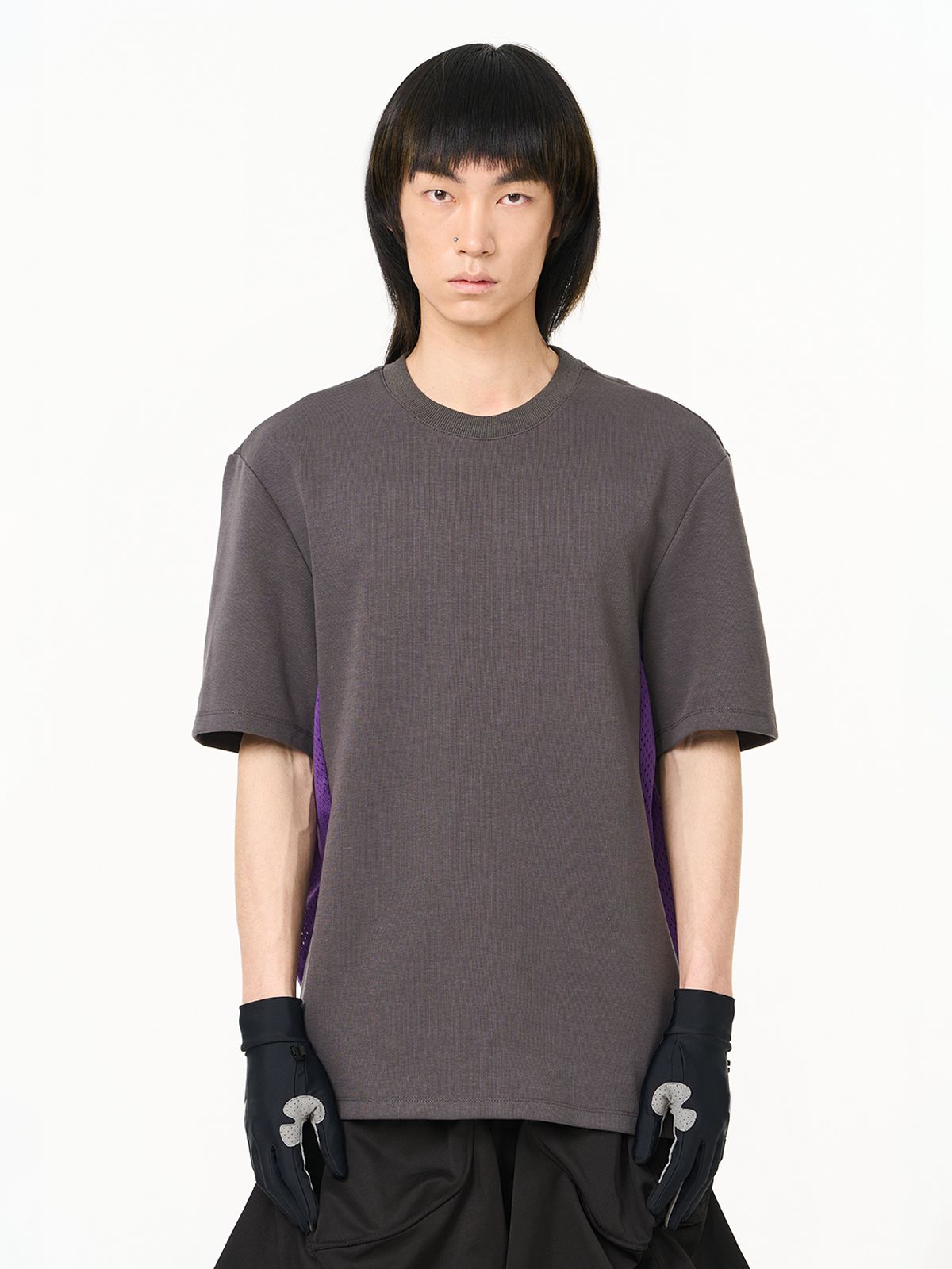 Bi-Color Crew-Neck Simple T-Shirt