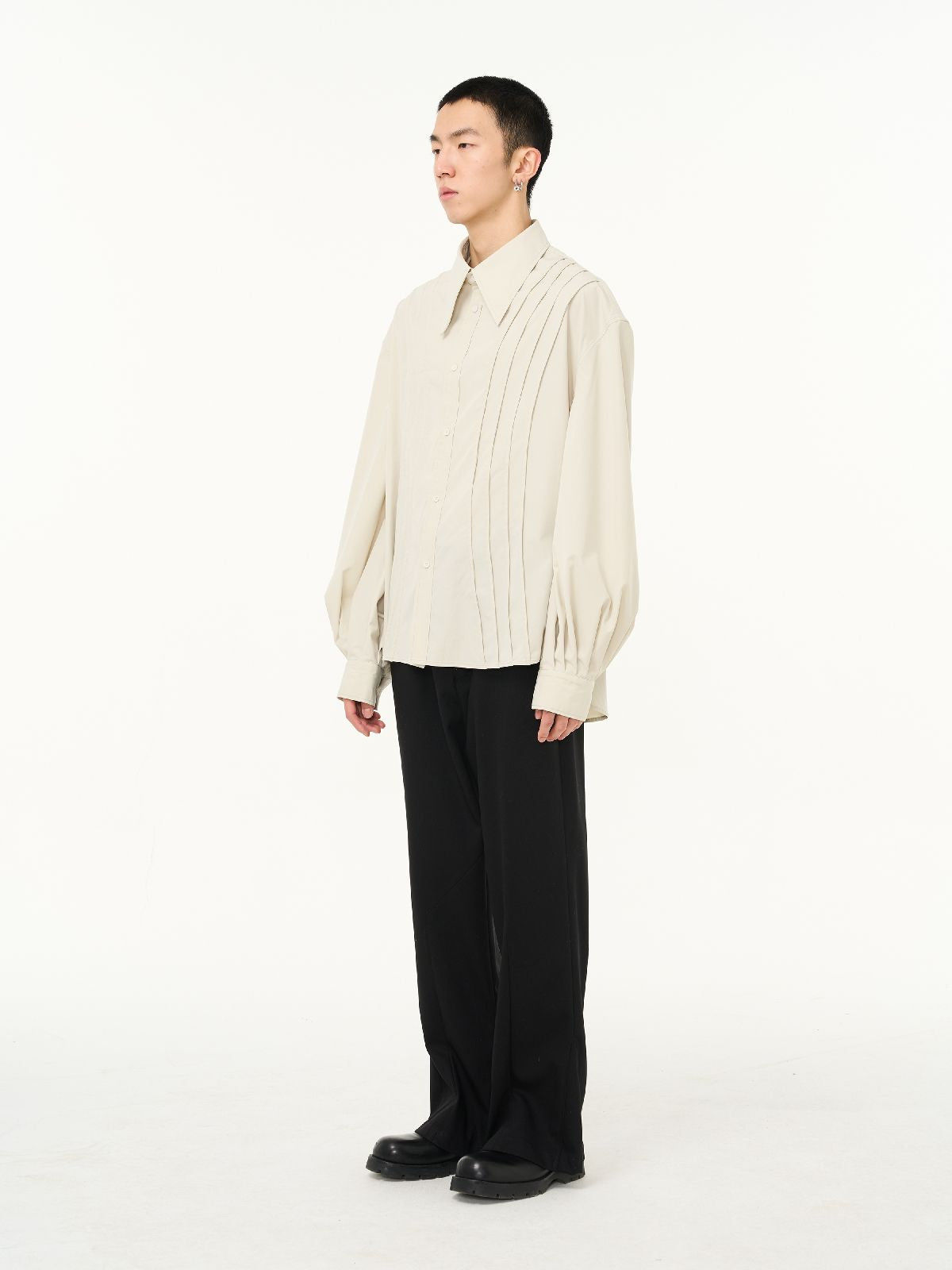 PLEATS BALLOON-SLEEVE OVERSIZE SHIRT