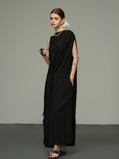 Sleeveless Elegant Asymmetry Nichi Long-One-Piece