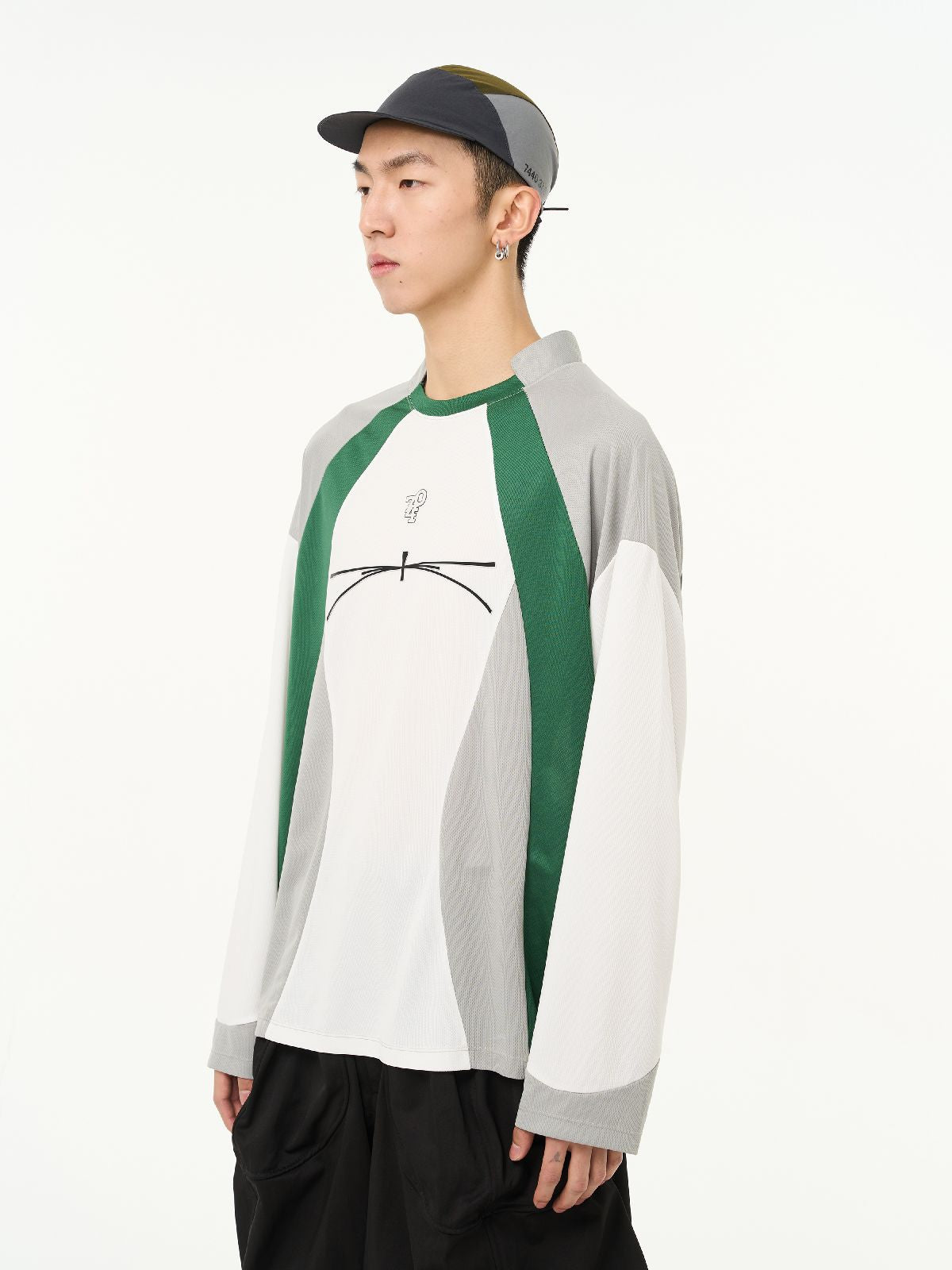 Nichi Casual Oversesize Contrast Long-T-Shirt