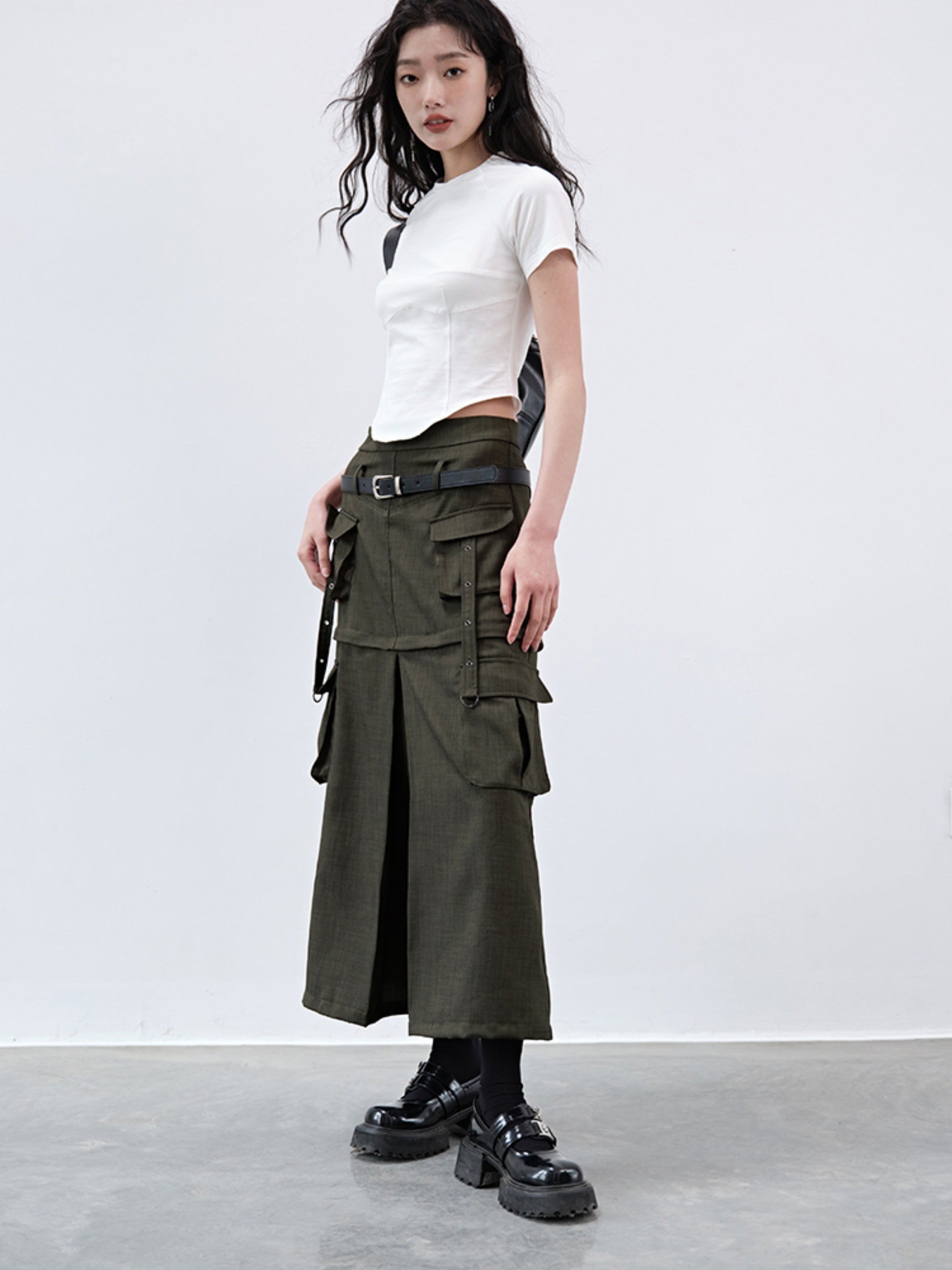2Way Casual Pocket Flare Skirt