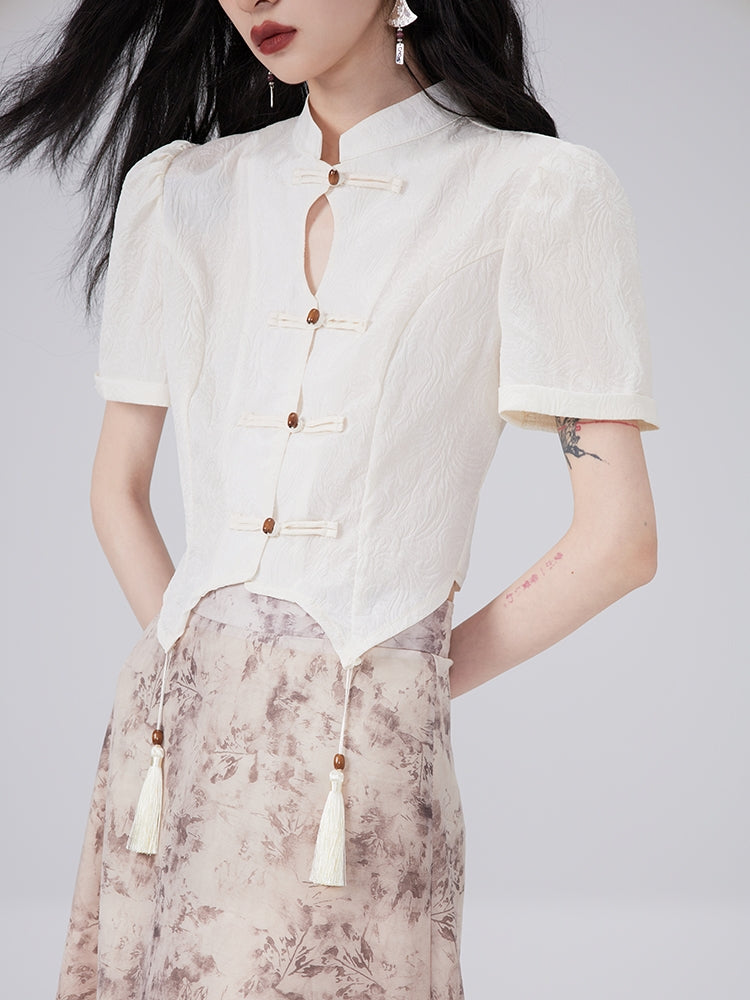 China Tassel Flower Retro Blouse＆Long-Skirt