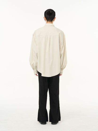 Pleats Balloon-sleeve Oversize Shirt