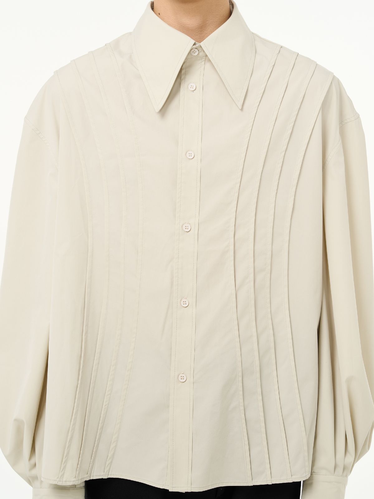 PLEATS BALLOON-SLEEVE OVERSIZE SHIRT