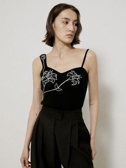 Embroidery Rose Monotone Chic Innner Camisole