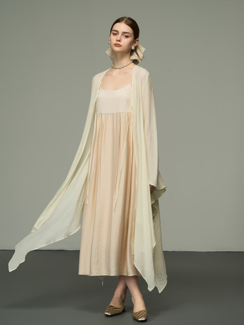 Asymmetry Sheer Loose Long-Cardigan