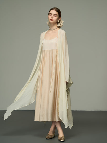 Asymmetry Sheer Loose Long-Cardigan