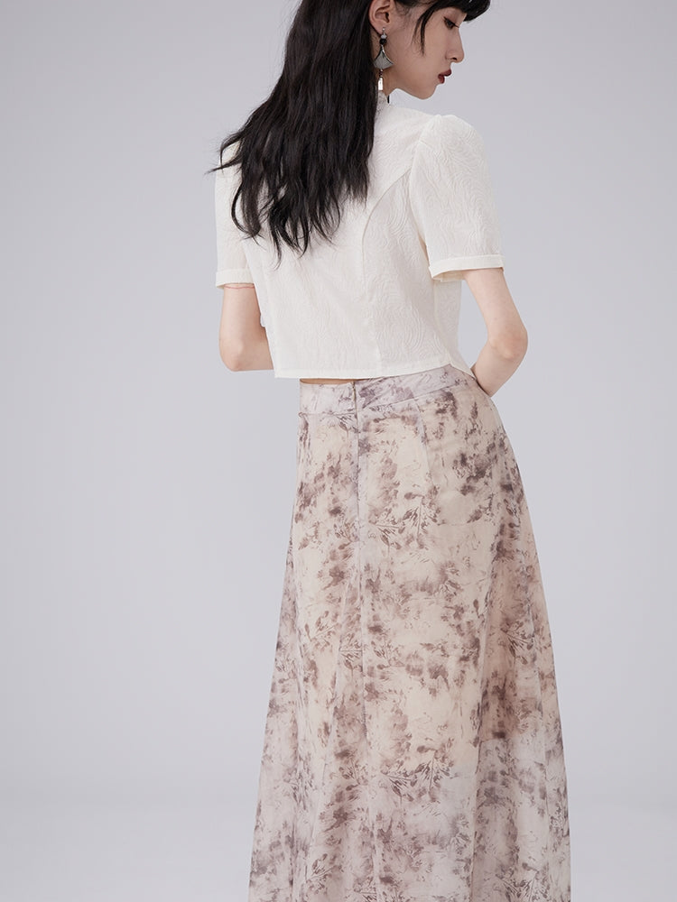 China Tassel Flower Retro Blouse &amp; Long-Skirt