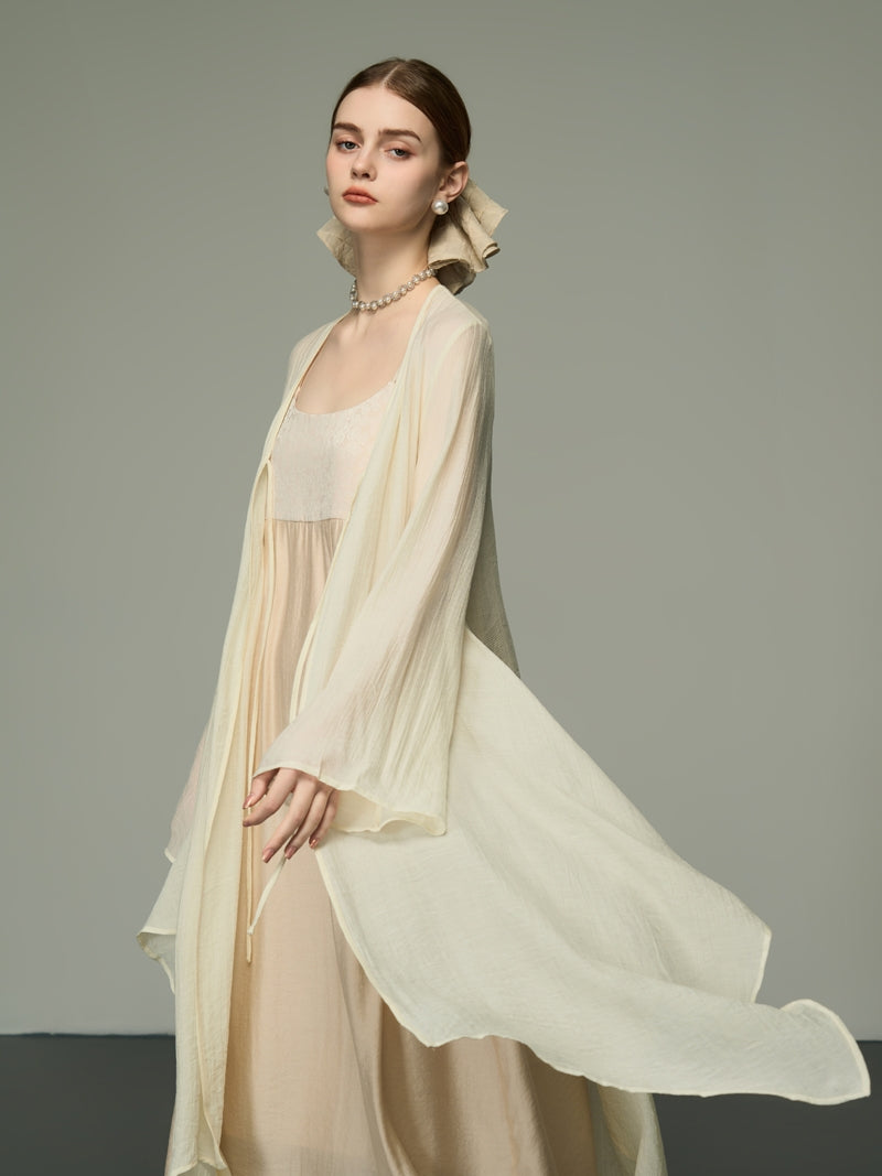 Asymmetry Sheer Loose Long-Cardigan