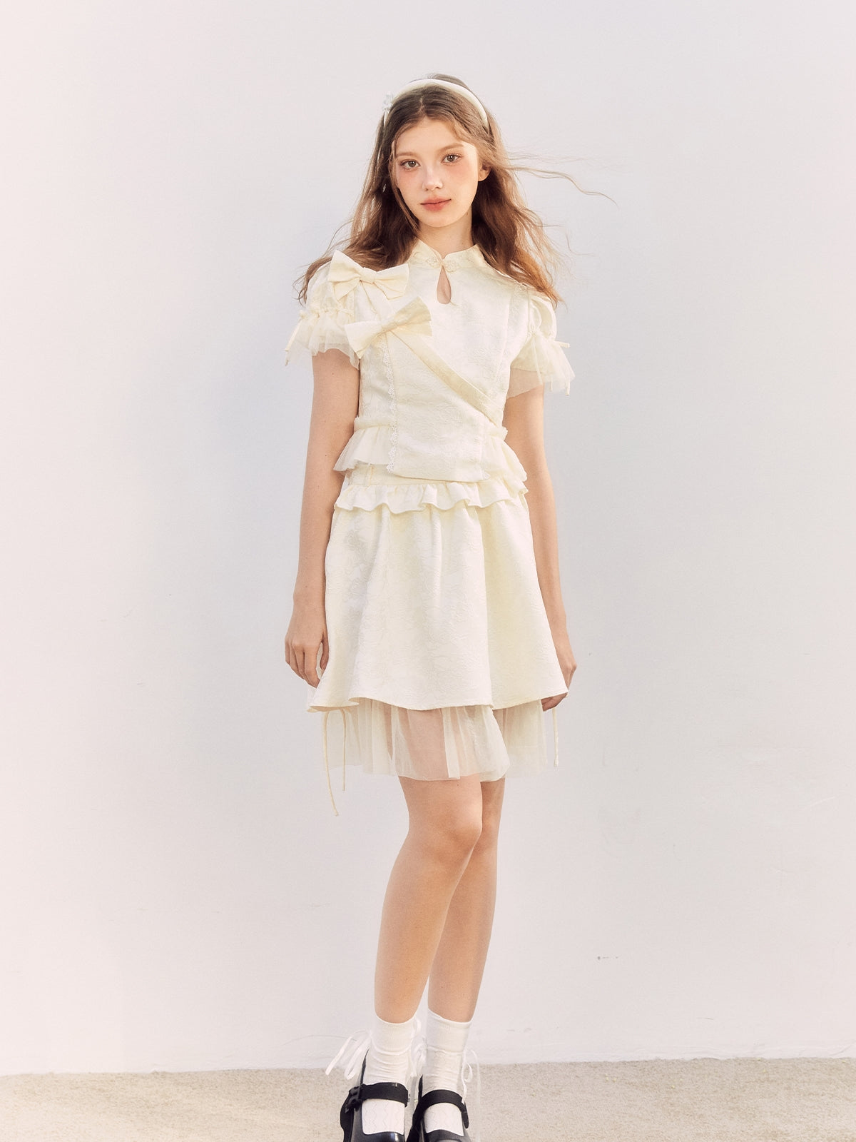 Embroidery Ribbon China Lace Blouse&amp;Mini-Skirt