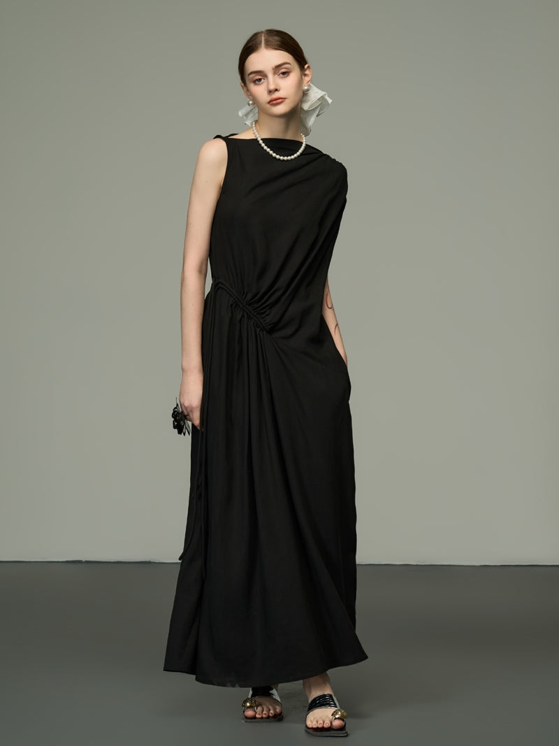 Sleeveless Elegant Asymmetry Nichi Long-One-Piece