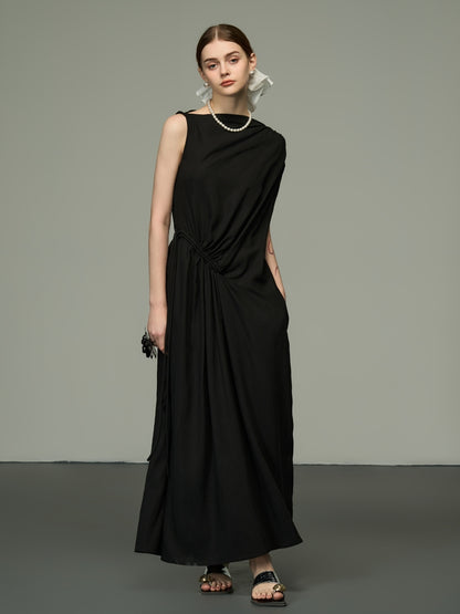 Sleeveless Elegant Asymmetry Nichi Long-One-Piece