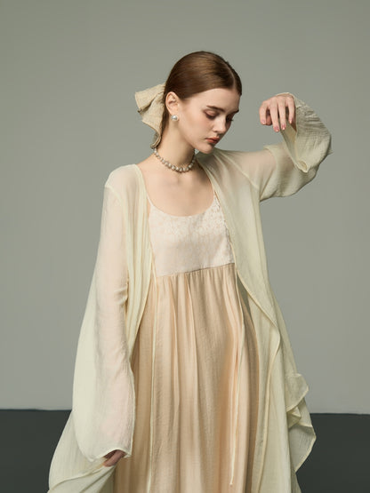 Asymmetry Sheer Loose Long-Cardigan