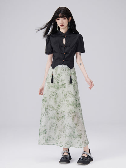 China Tassel Flower Retro Blouse &amp; Long-Skirt