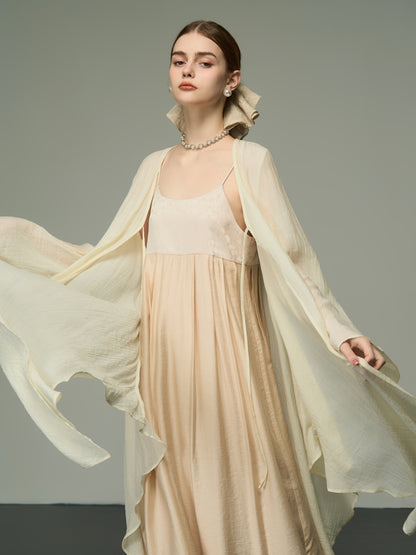 Asymmetry Sheer Loose Long-Cardigan