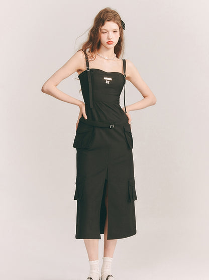 Tight Belt Pocket Slit One-Piece