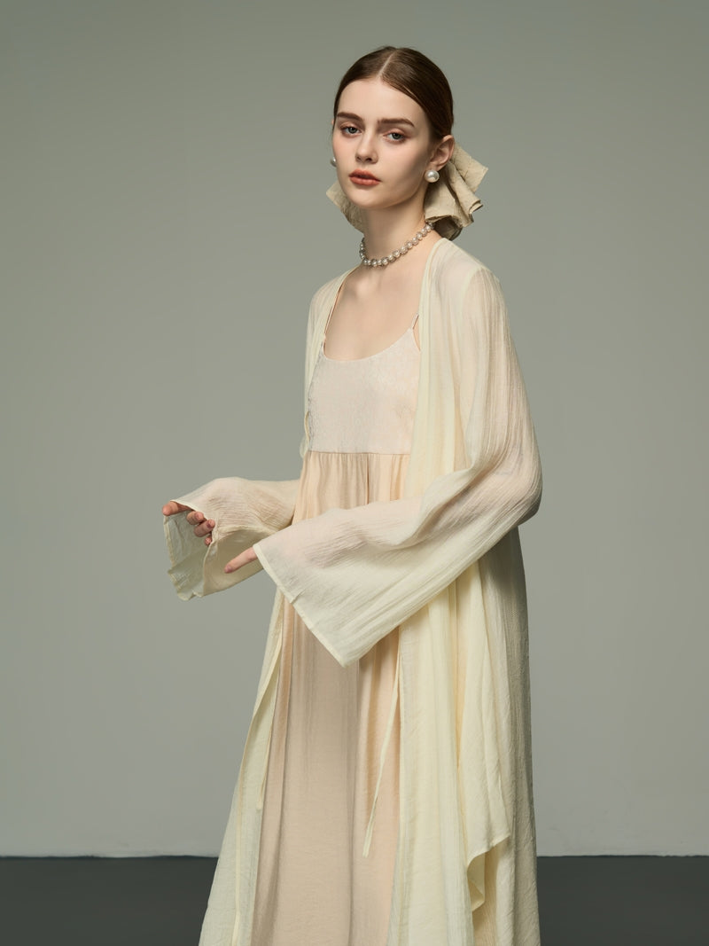 Asymmetry Sheer Loose Long-Cardigan