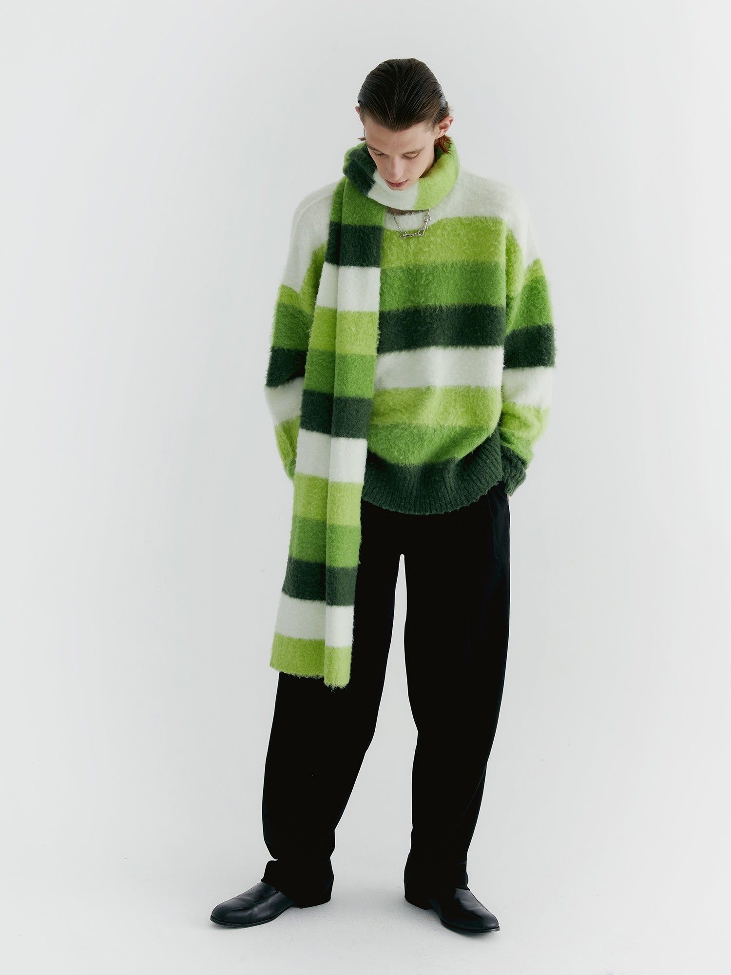 Unisex Border Casual Knit Sweater＆Muffler