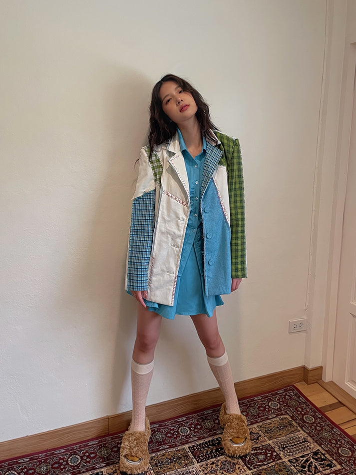 Patchwork Pop Cute Nichi Checked Jacket