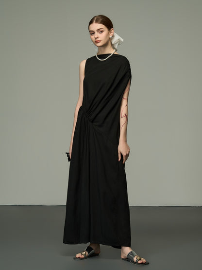 Sleeveless Elegant Asymmetry Nichi Long-One-Piece