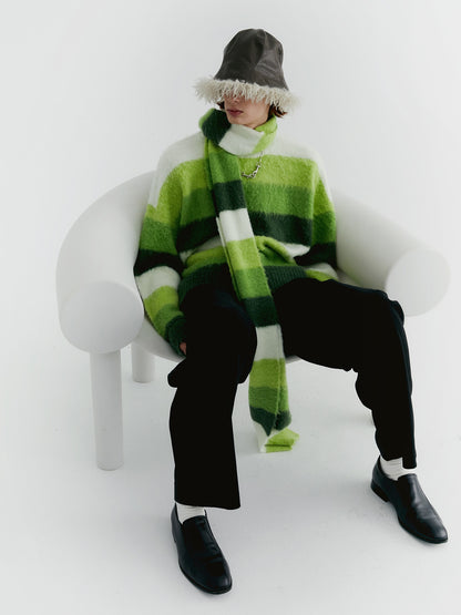 Unisex Border Casual Knit Sweater＆Muffler