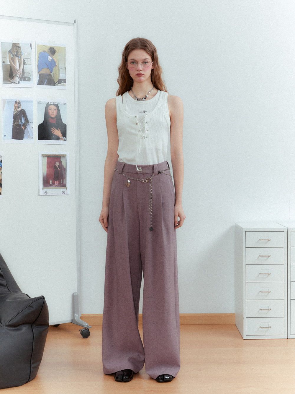 Earth-color Wide-leg Straight Classy Pants