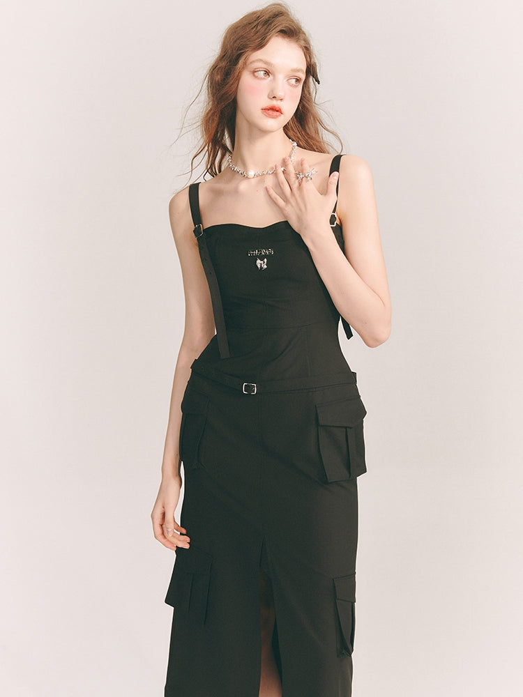 Tight Belt Pocket Slit One-Piece