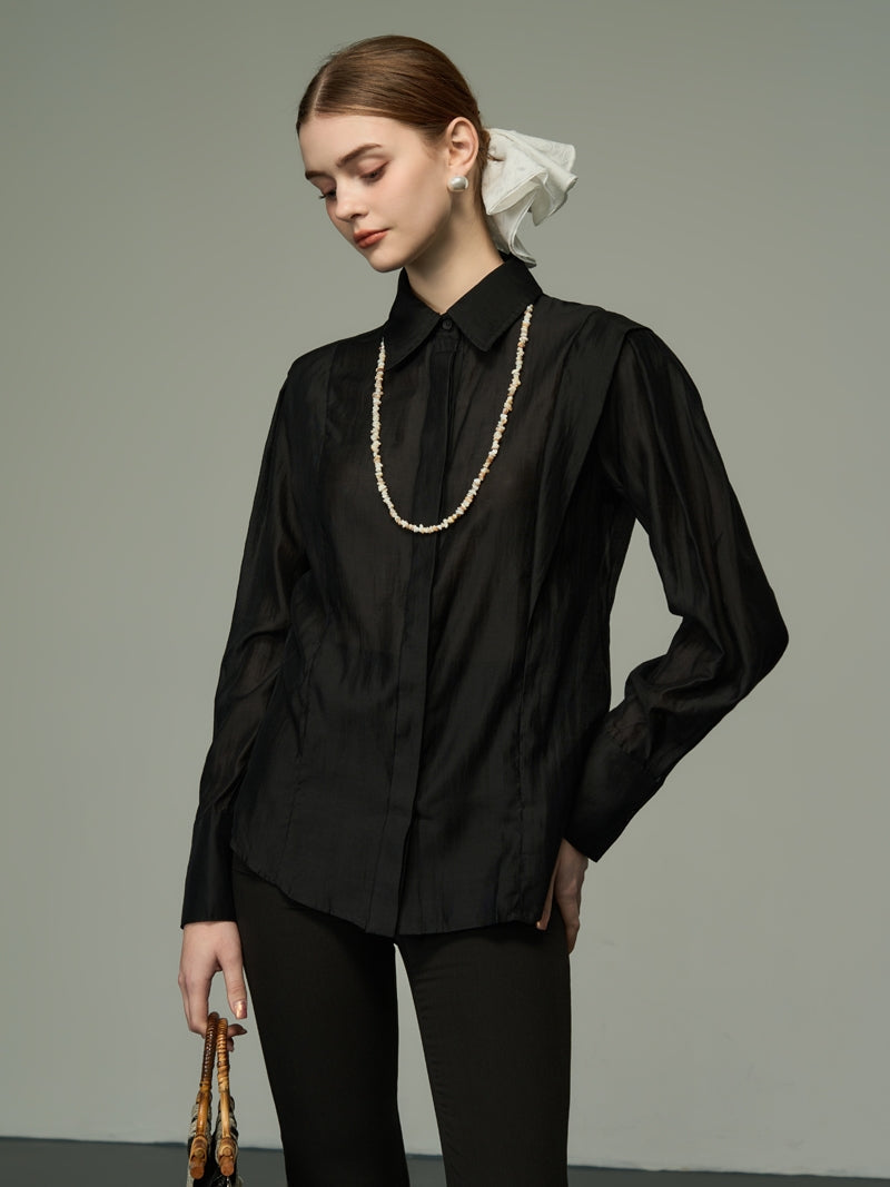 Glossy Satin Eleagnt Plain Shirt