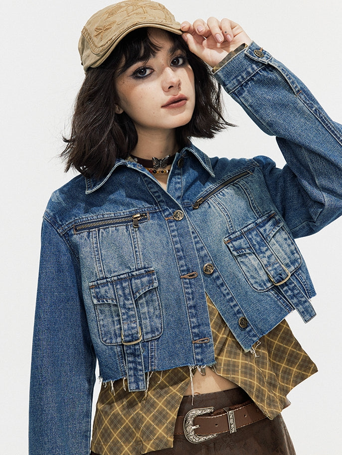 Casual Cropped Cut-off Short Denim-Jacket