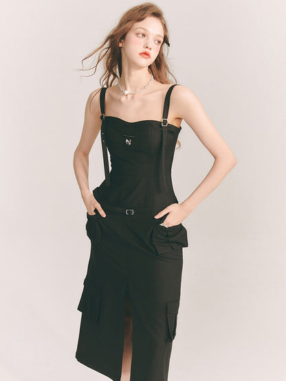 Tight Belt Pocket Slit One-Piece