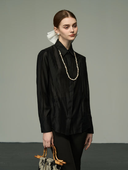 Glossy Satin Eleagnt Plain Shirt