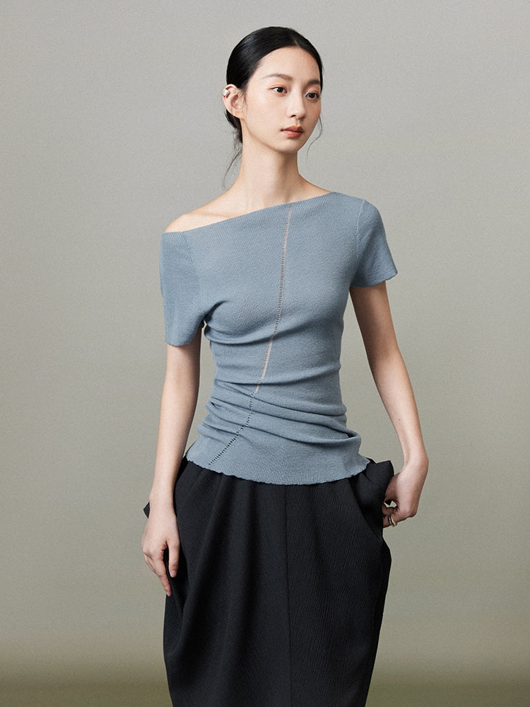 One-Shoulder Asymmetry Tight Simple Cutsew