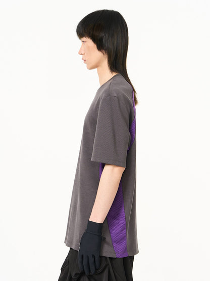 Bi-color Crew-neck Simple T-shirt