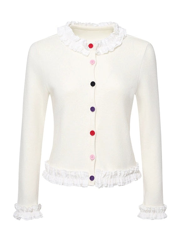 Cardigan tricoté de point de dentelle girly