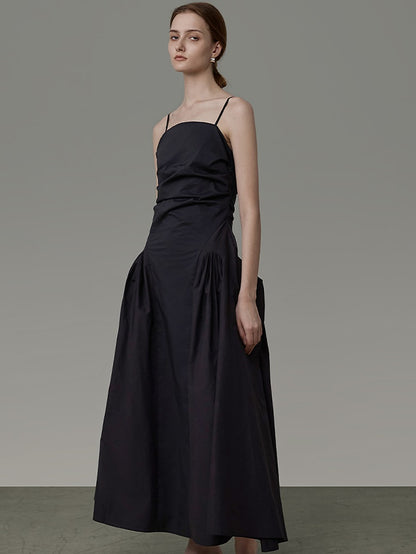 Double Side Pocket Pleated Sling Dress