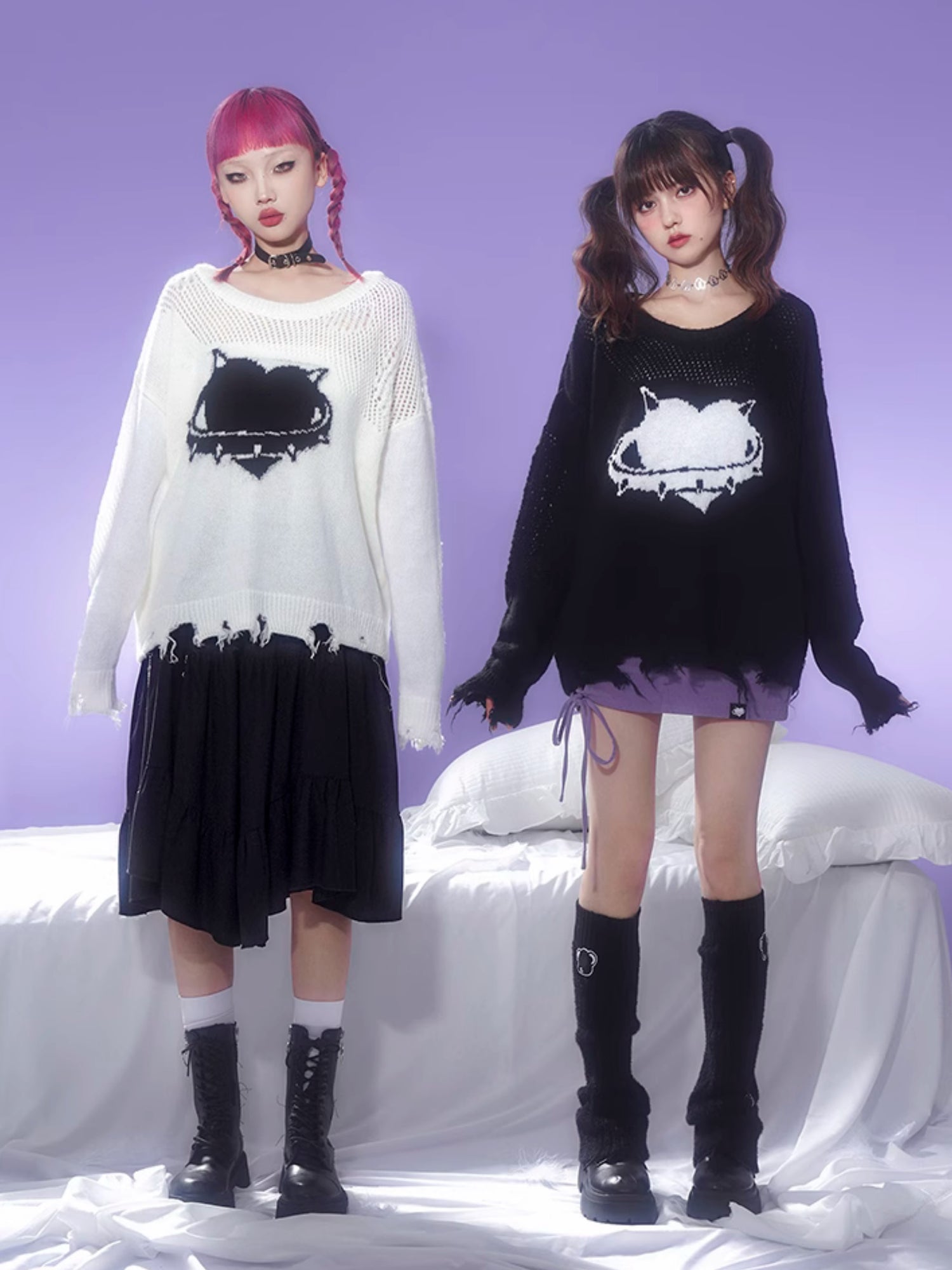 Hollow Love Jacquard Pullover Sweater