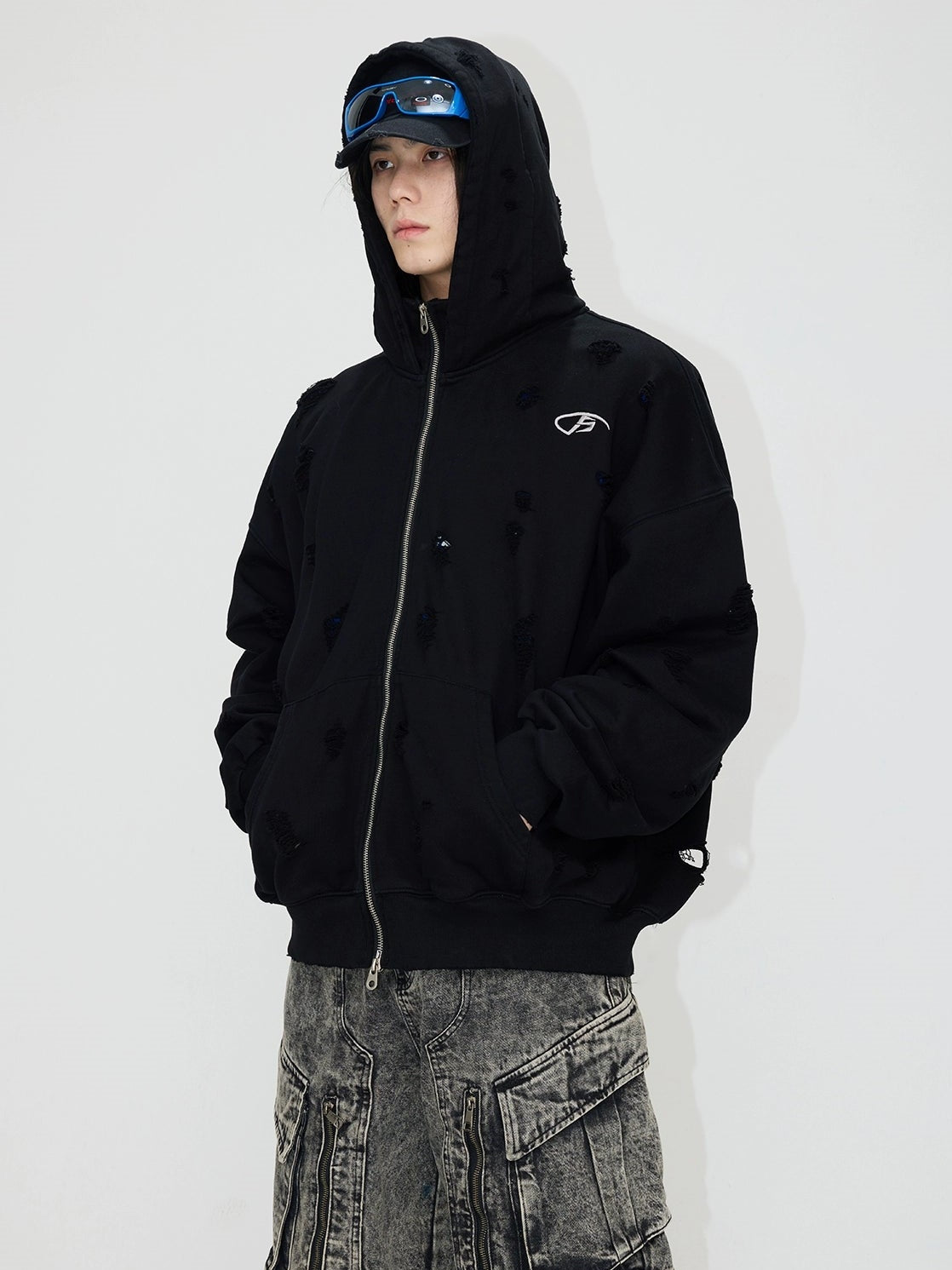 Heavyweight Embroidered Zipper Hooded Sweat