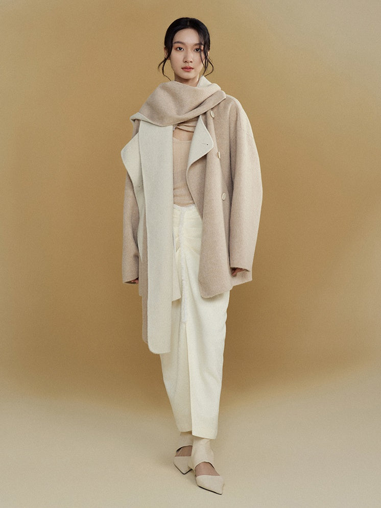 Loose Double-folded Scarf Double-sided Coat