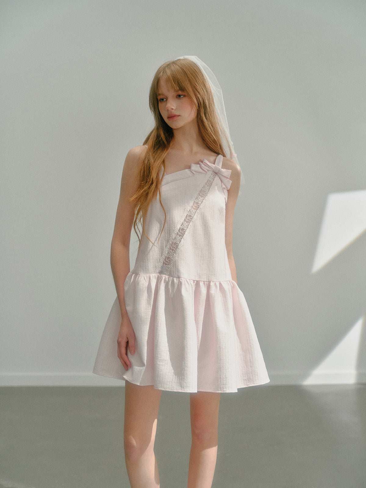 Hollow Bow Suspender Short Dress