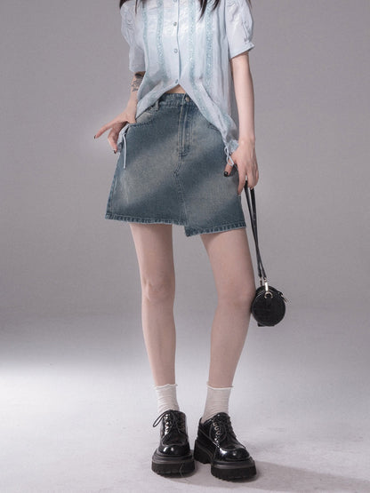 Asymmetry Denim Short Skirt