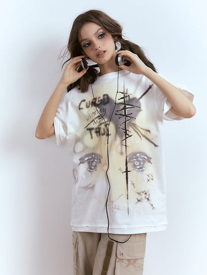 Printed Short-sleeved Slim &amp; Loose T-shirt