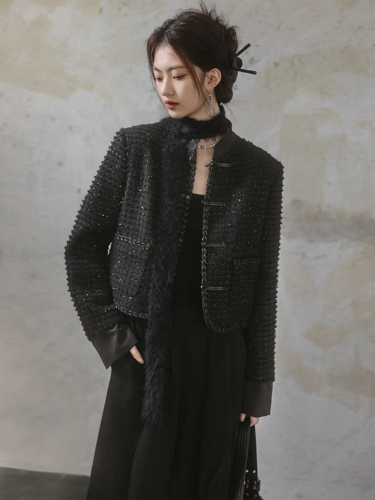 Chinese Style Tweed Short Jacket